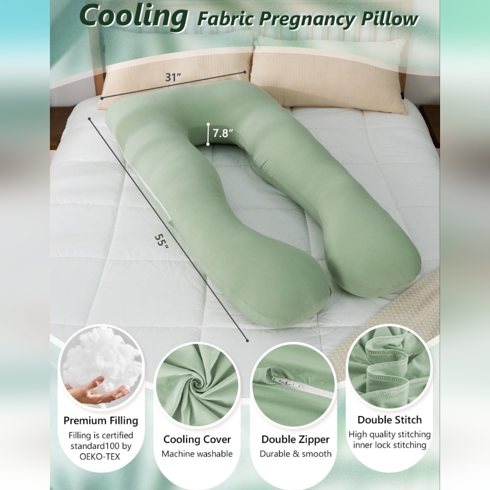 Cooling Fabric Pregnancy Pillow - Green